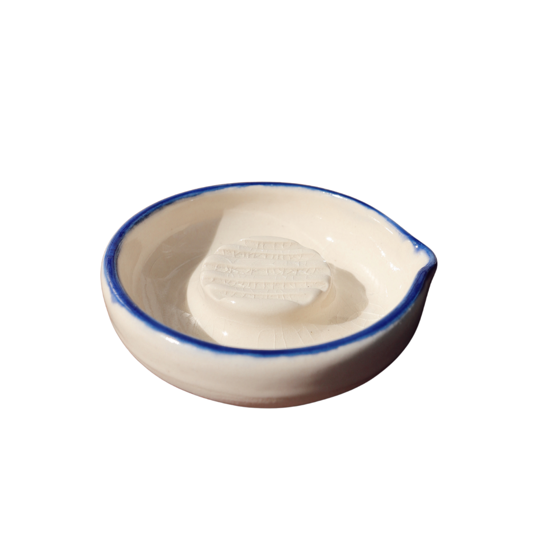 Handcrafted Soap dish - vintage blue